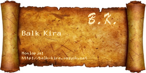 Balk Kira névjegykártya